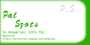 pal szots business card